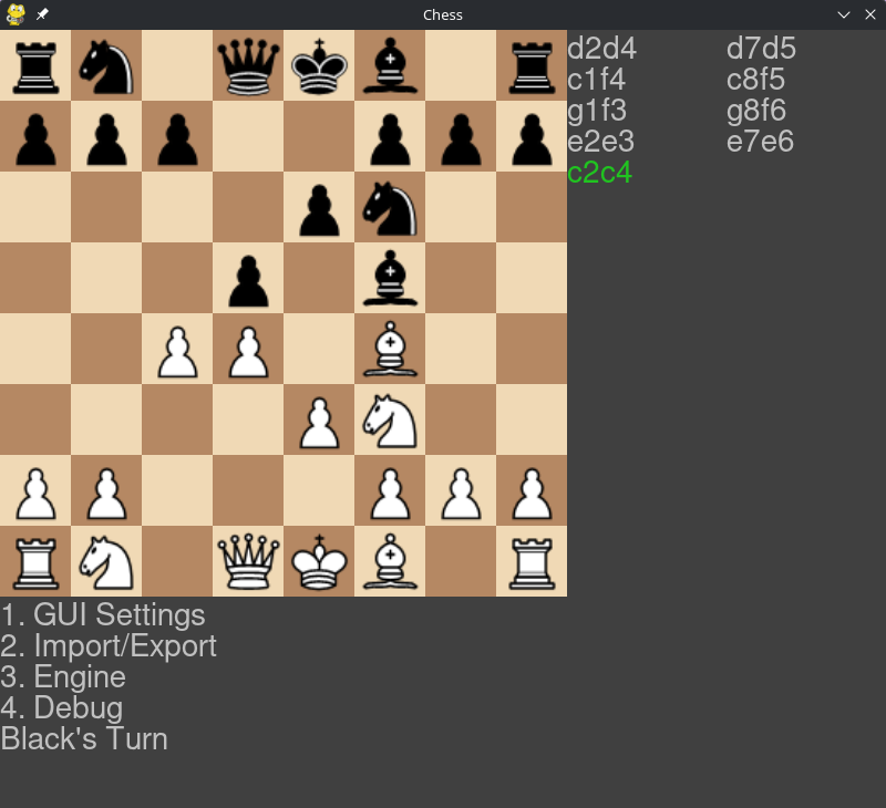 Chess program screenshot